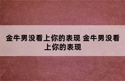 金牛男没看上你的表现 金牛男没看上你的表现